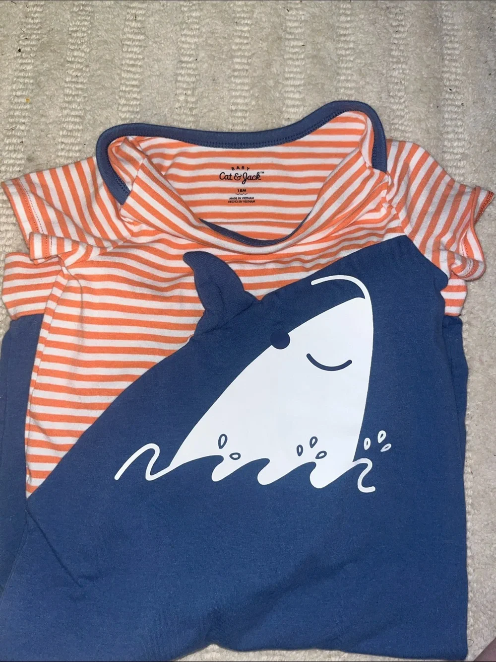 Cat & Jack Navy and Orange Shark Graphic One-Piece